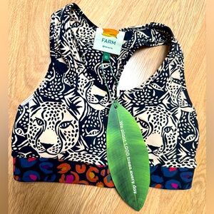 FARM RIO Midnight Leopard Print Sports Bra Size XS NWT